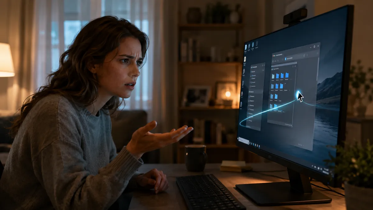 A remote cursor moving across a screen without the user's control – the moment access is handed to a fake technician.