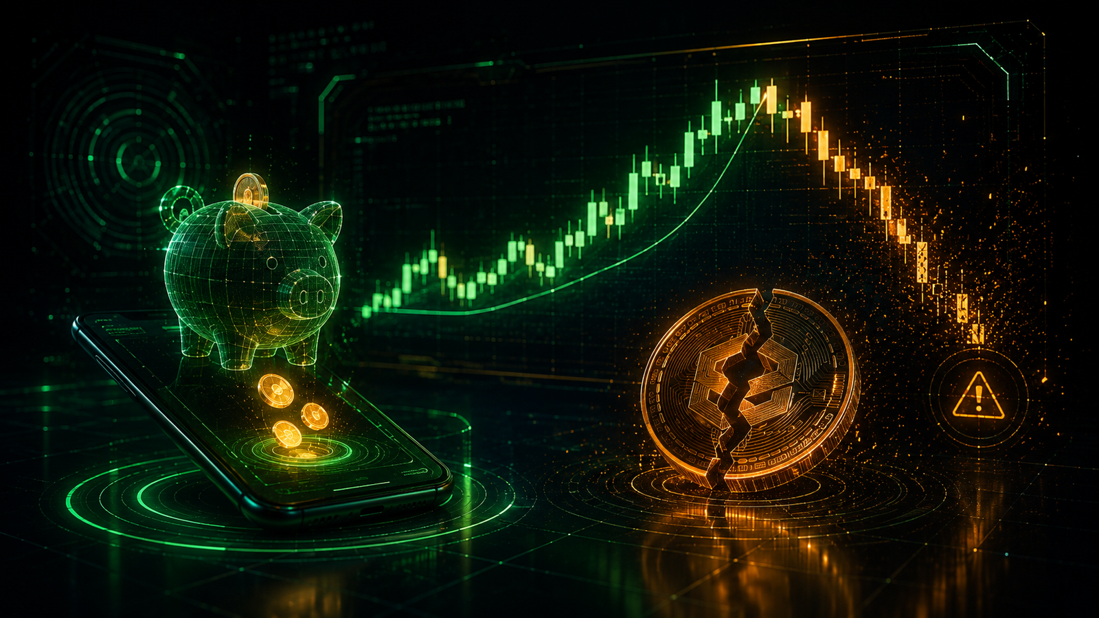 Estafa de inversión cripto tipo pig butchering — ilustración
