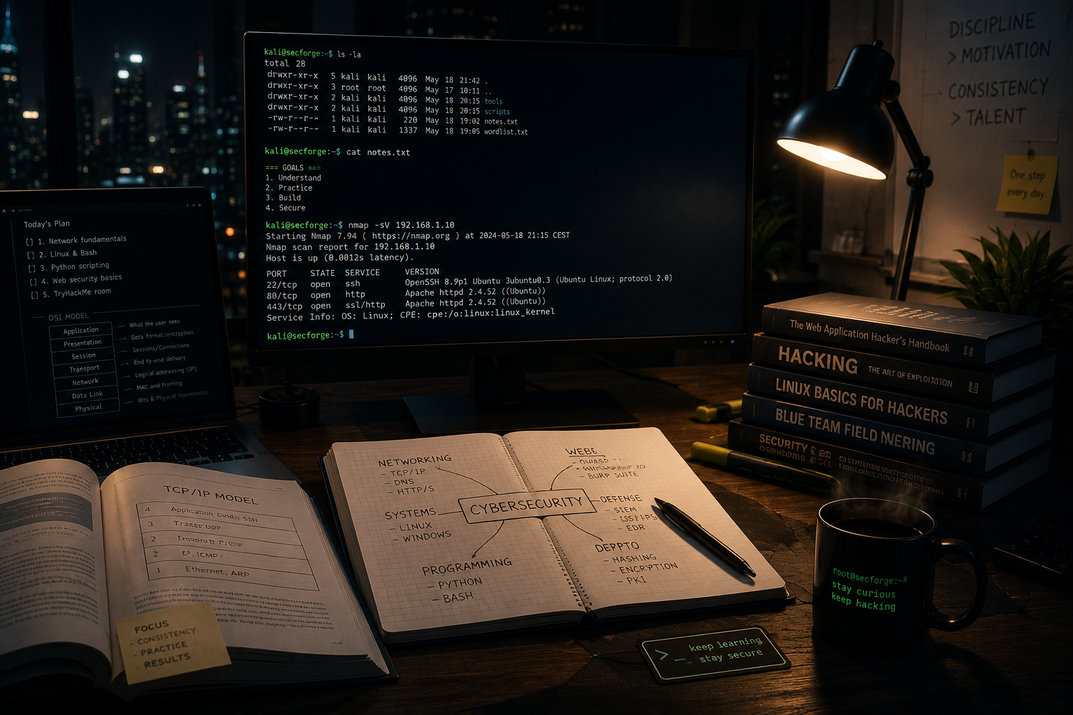 Cómo aprender ciberseguridad de verdad — ilustración