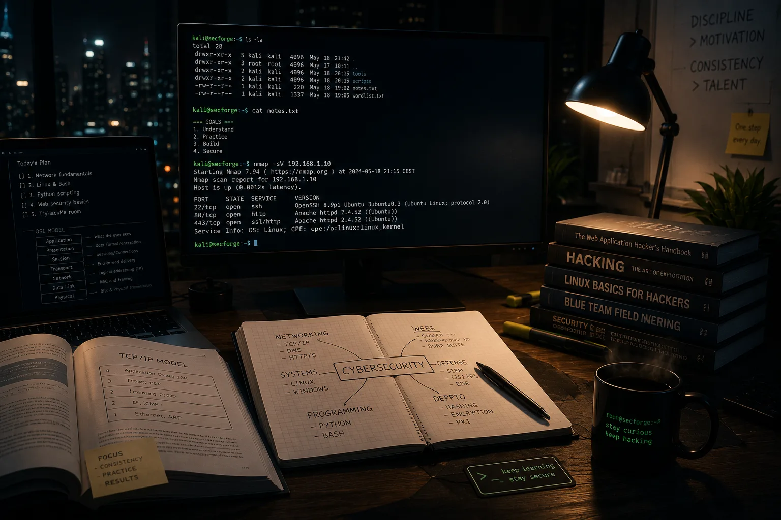 Cómo aprender ciberseguridad de verdad — ilustración