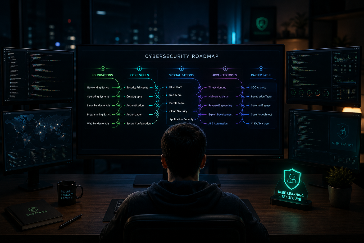 Cómo empezar en ciberseguridad: el roadmap real — ilustración