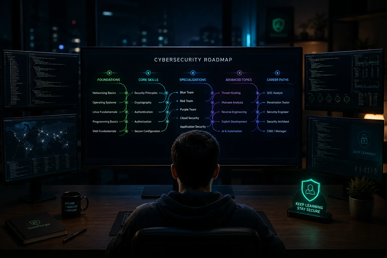 Cómo empezar en ciberseguridad: el roadmap real — ilustración